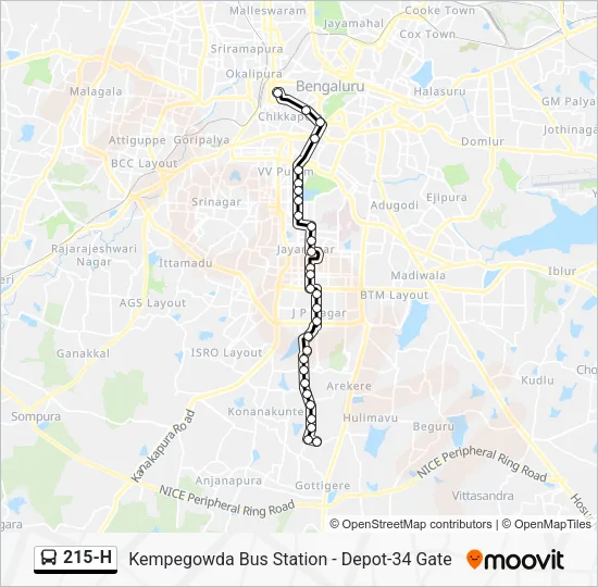 215-H Bus Line Map