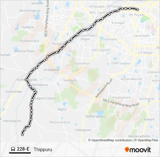 228-E Bus Line Map