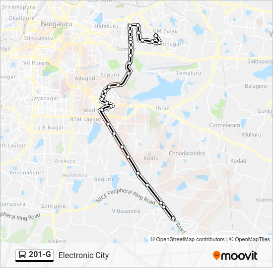 201-G Bus Line Map