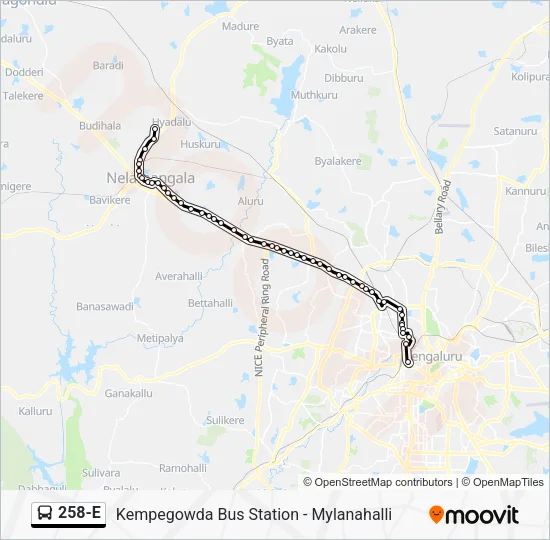 258-E Bus Line Map