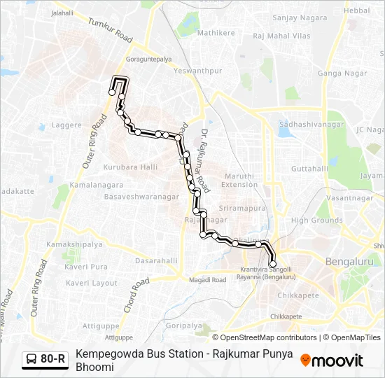 80-R Bus Line Map