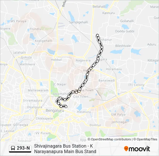 293-N Bus Line Map