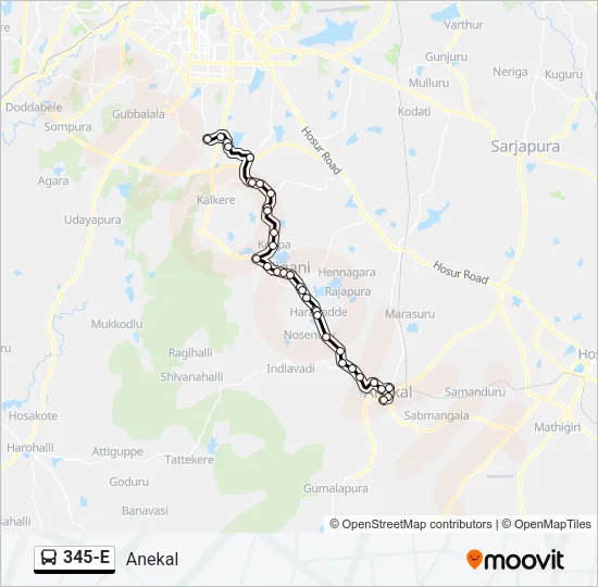 345-E Bus Line Map