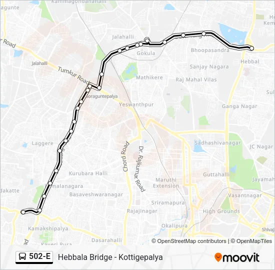 502-E Bus Line Map