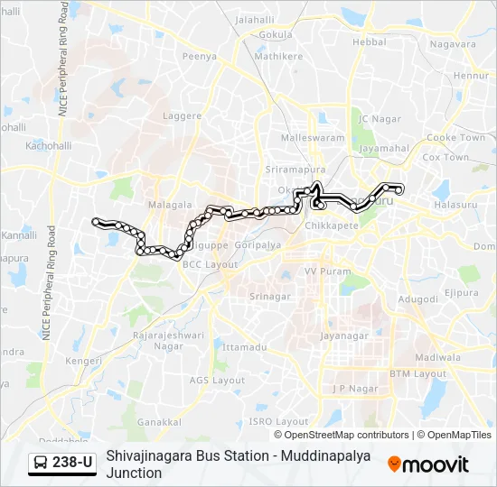 238-U Bus Line Map