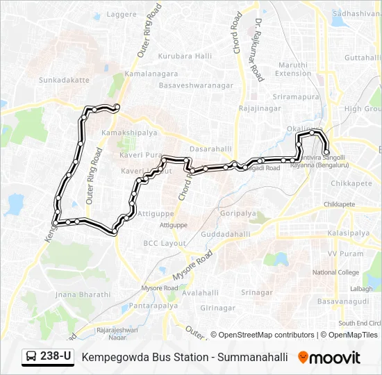 238-U Bus Line Map