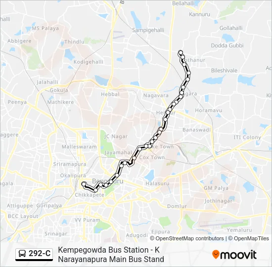 292-C Bus Line Map