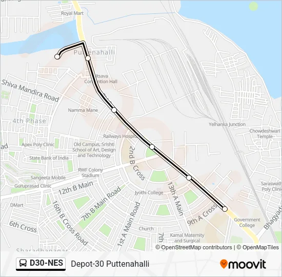 D30-NES Bus Line Map
