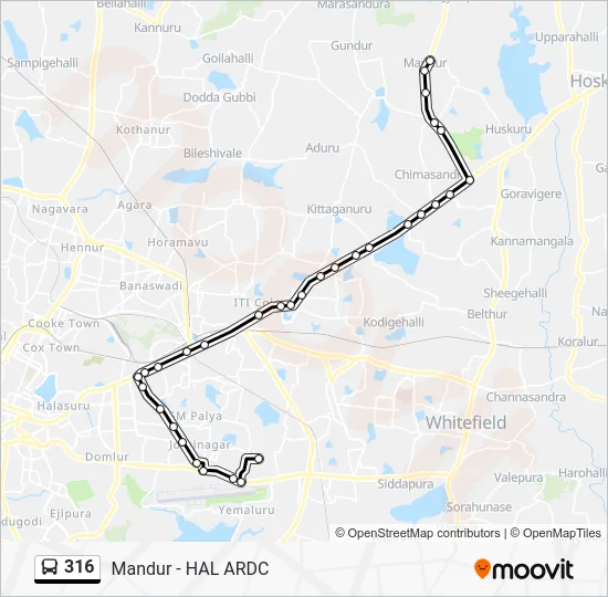 316 Route - Mandur - HAL ARDC: Schedules, Stops & Maps (Updated)
