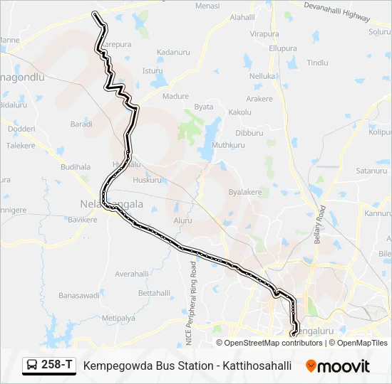 258-T Bus Line Map