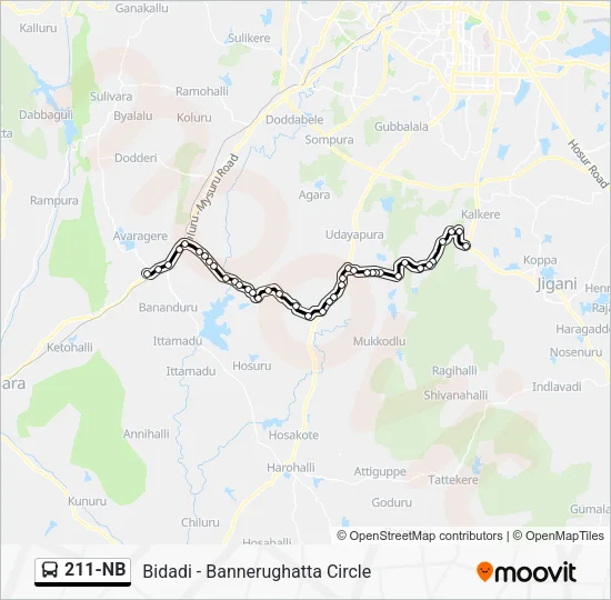 211-NB Bus Line Map