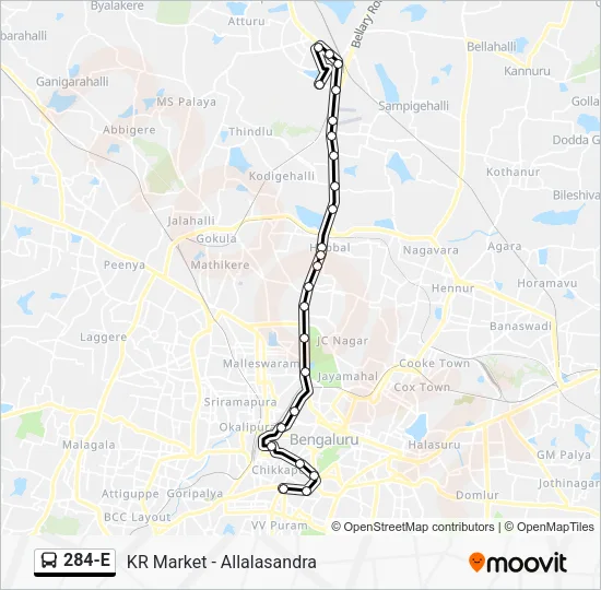 284-E Bus Line Map