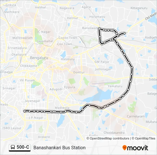 500-C Bus Line Map