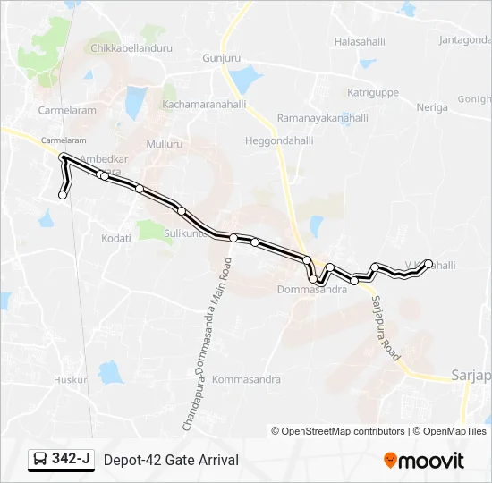 342-J Bus Line Map