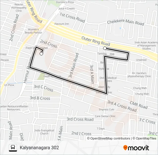D10G-KLN 302 Bus Line Map
