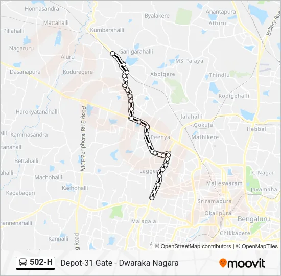 502-H Bus Line Map