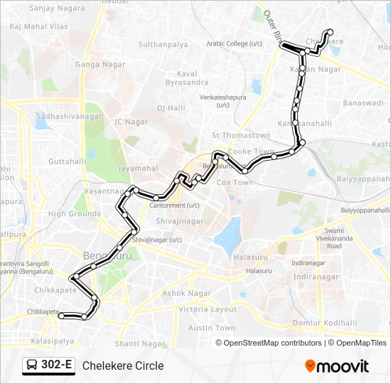 302-E Bus Line Map