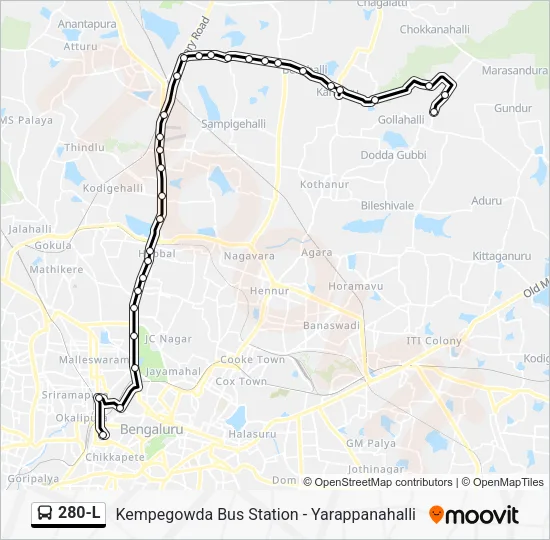 280-L Bus Line Map