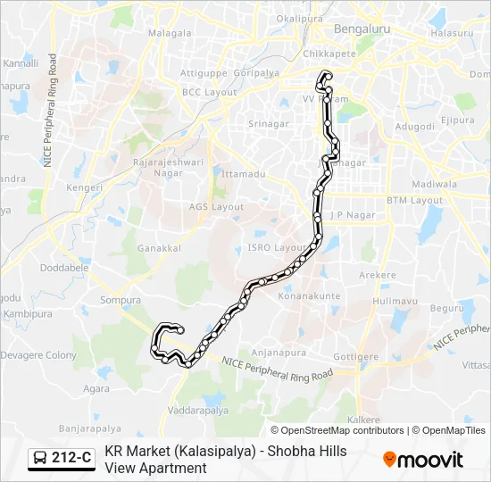 212-C Bus Line Map