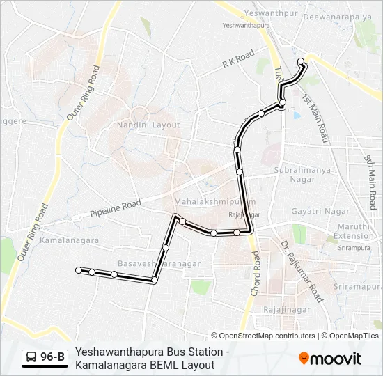 96-B Bus Line Map