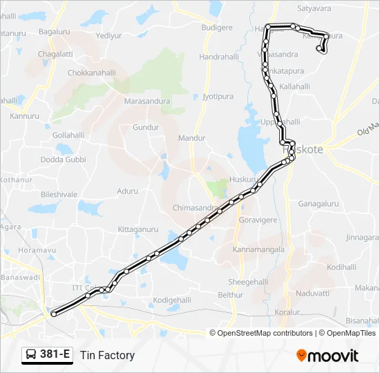 381-E Bus Line Map