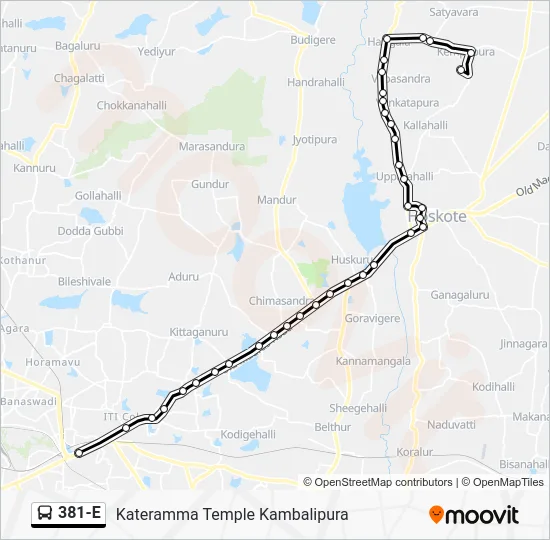 381-E Bus Line Map