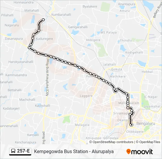 257-E Bus Line Map