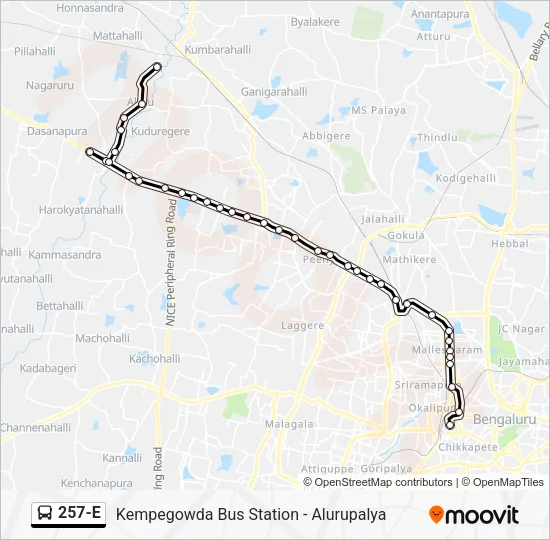 257-E Bus Line Map