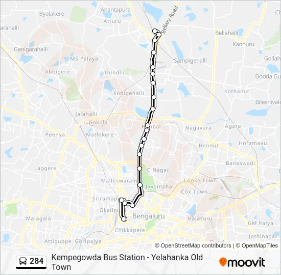 284 Bus Line Map