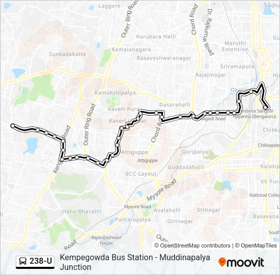 238-U Bus Line Map