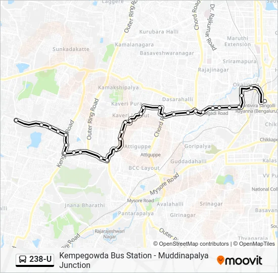 238-U Bus Line Map