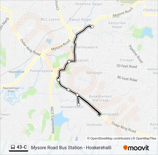 43-C Bus Line Map