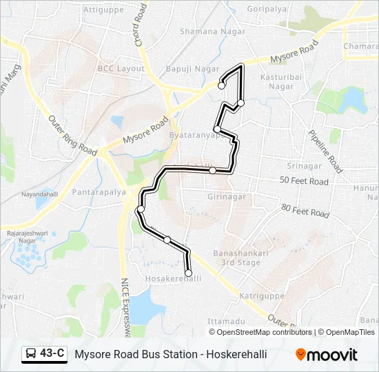 43-C Bus Line Map