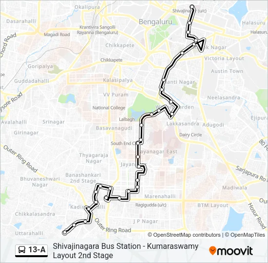 13-A Bus Line Map