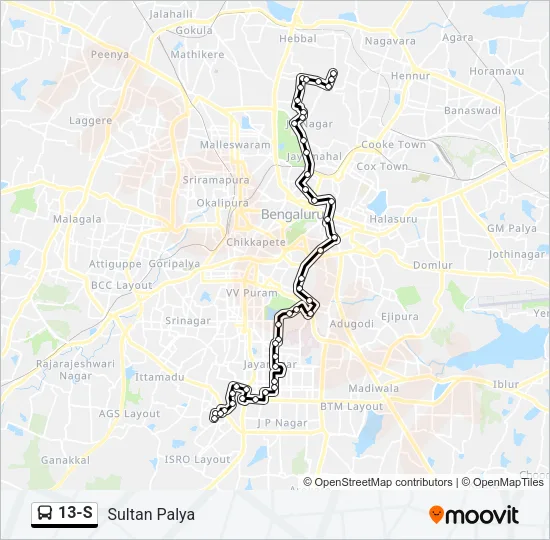 13-S Bus Line Map