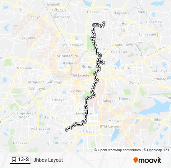 13-S Bus Line Map