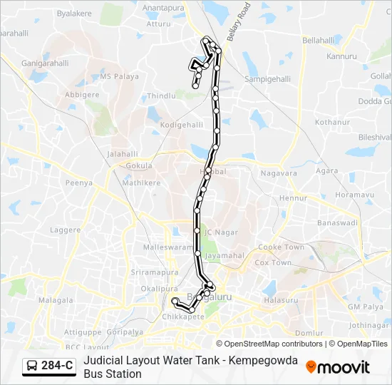 284-C Bus Line Map