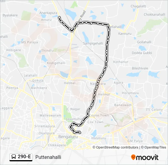 290-E Bus Line Map
