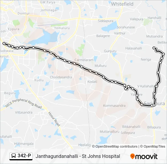 342-P Bus Line Map