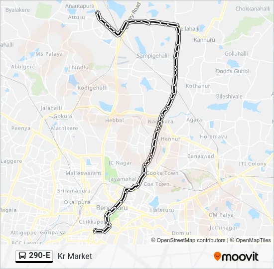 290-E Bus Line Map