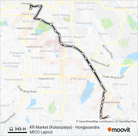 343-H Bus Line Map