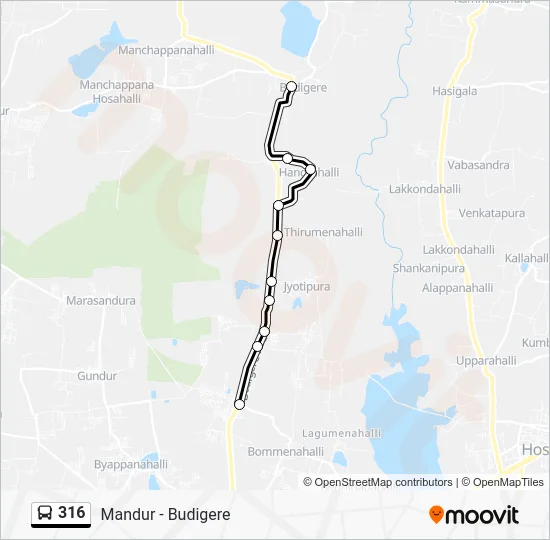 316 Route: Schedules, Stops & Maps - Budigere (Updated)