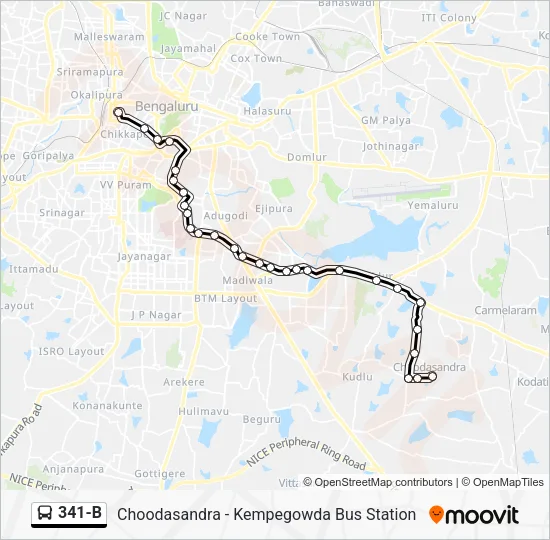 341-B Bus Line Map