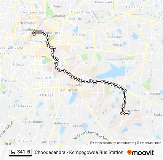 341-B Bus Line Map