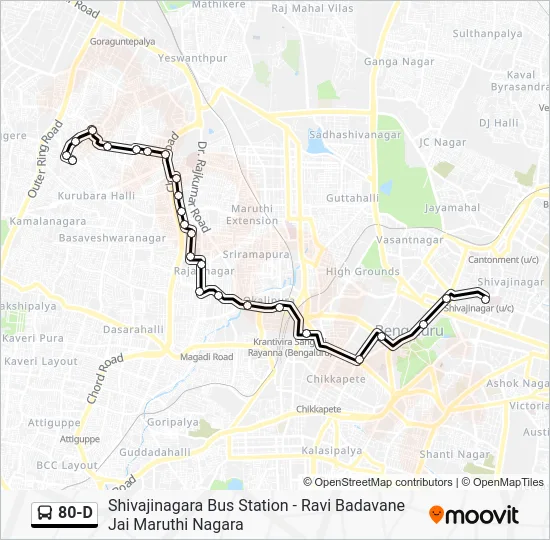 80-D Bus Line Map