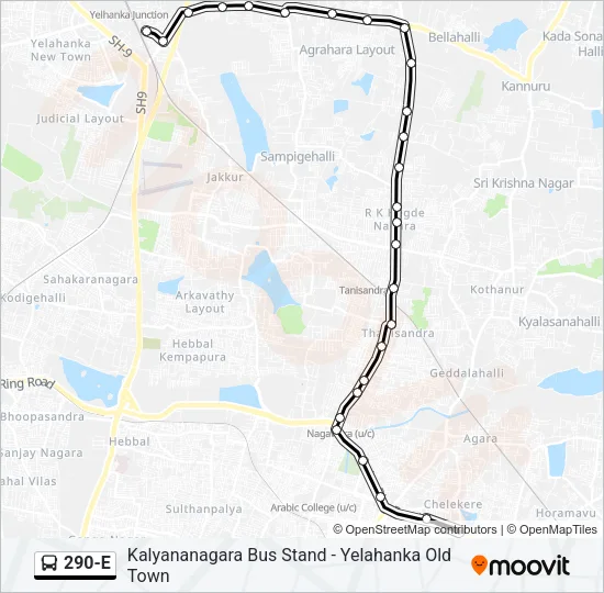290-E Bus Line Map