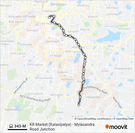 343-M Bus Line Map