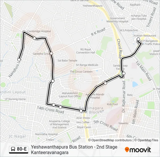 80-E Bus Line Map