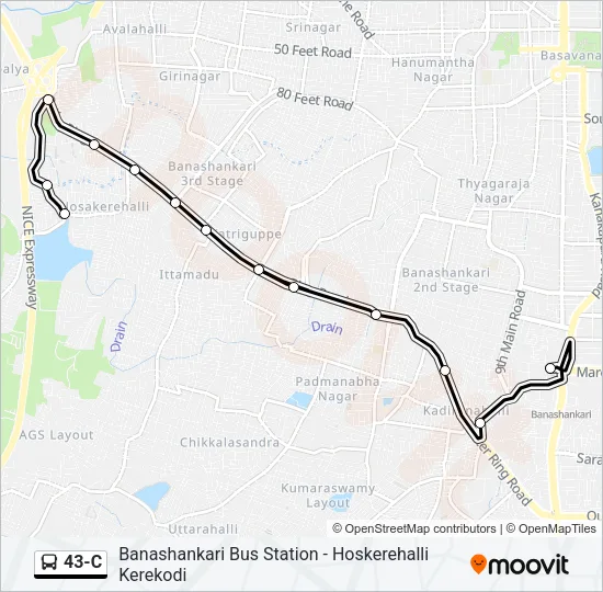 43-C Bus Line Map