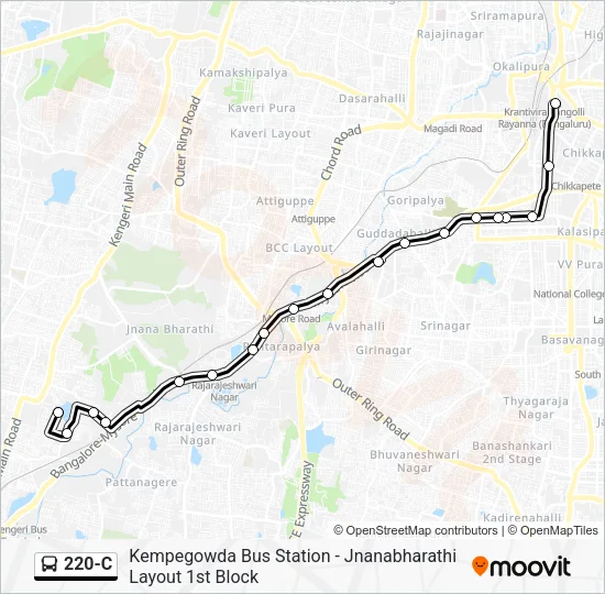 220-C Bus Line Map